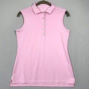 Peter Millar Top Women Small Palmer Pink Perfect Fit Performance Sleeveless Polo
